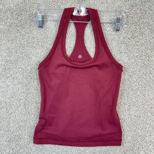 Lululemon Racerback Tank Top Womens 4 Red Scoop Neck Slim Fit Activewear